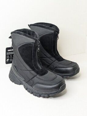 Shulook Waterproof Faur Fur Lined Winter Boots Black Mens 7